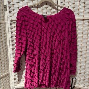 Notations Fuchsia Ruffled Blouse